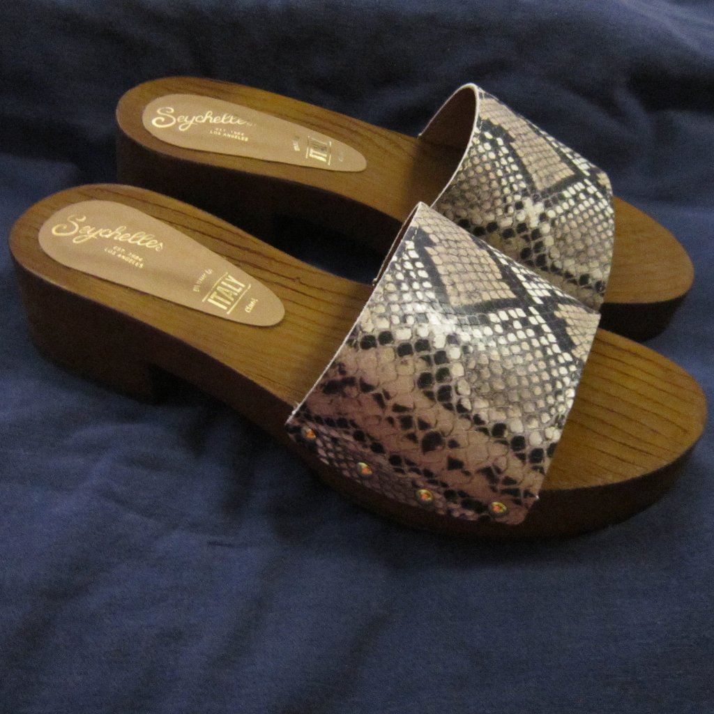Seychelles Good Spirits Heeled Clogs Beige Python